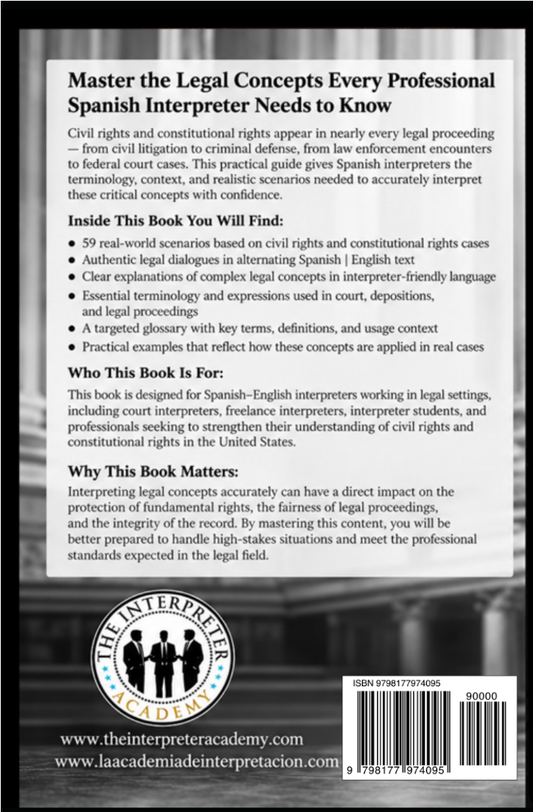 Civil Rights vs Constitutional Rights For The Spanish Interpreter 59 legal scenarios by Samuel Arcelay for The Interpreter Academy buy on Amazon FREE SHIPPING FREE RETURNS