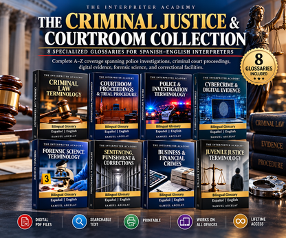 Specialized Interpreter Glossary Collections

Searchable, digital PDF reference suites engineered specifically for working court and medical interpreters, legal translators, and certification candidates. the interpreter academy