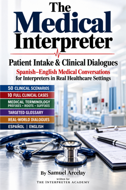 The Medical Interpreter  Patient Intake &amp; Clinical Dialogues  Spanish–English Medical Interpreter Training System buy Amazon  The Interpreter Academy Samuel Arcelay