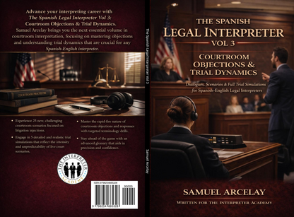 The Spanish Legal Interpreter — Vol 3: Courtroom Objections &amp; Trial Dynamics&nbsp;is an advanced training manual for Spanish-English legal interpreters, bilingual court professionals, and law students seeking mastery in live trial settings.